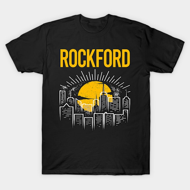 Yellow Moon Rockford T-Shirt by flaskoverhand